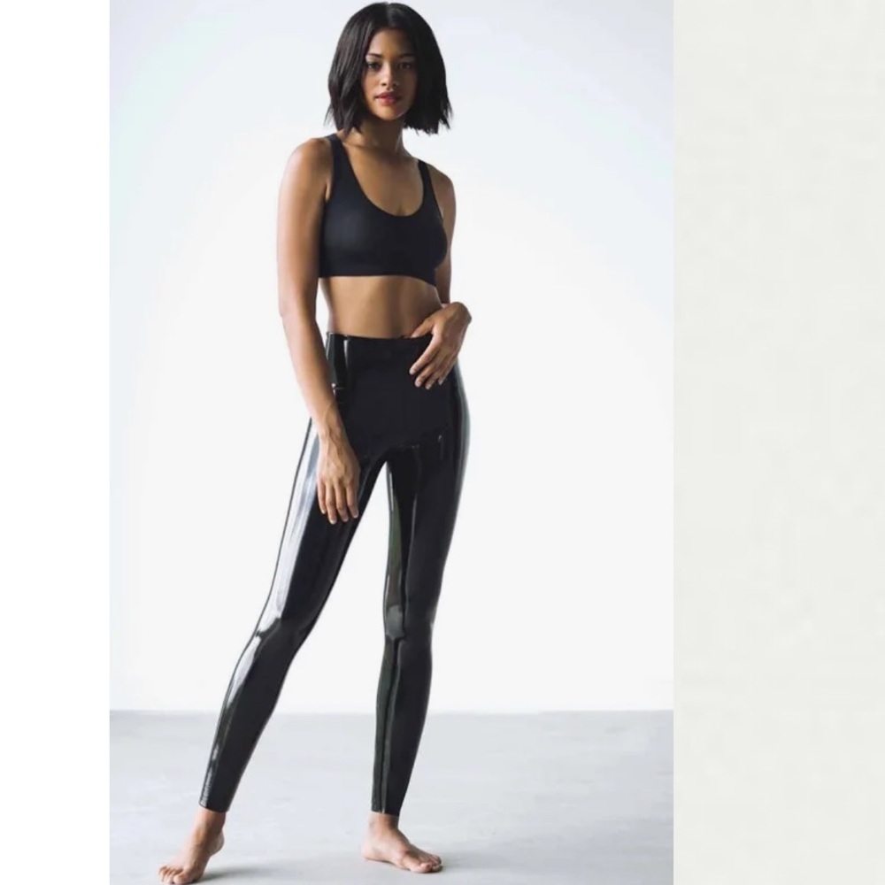 Commando Faux Patent Leather Leggings Black Sz Large
